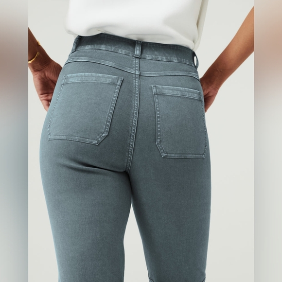 NWT Spanx Twill Straight Leg Pant color Hazy Blue Grey size XS - Picture 4 of 16